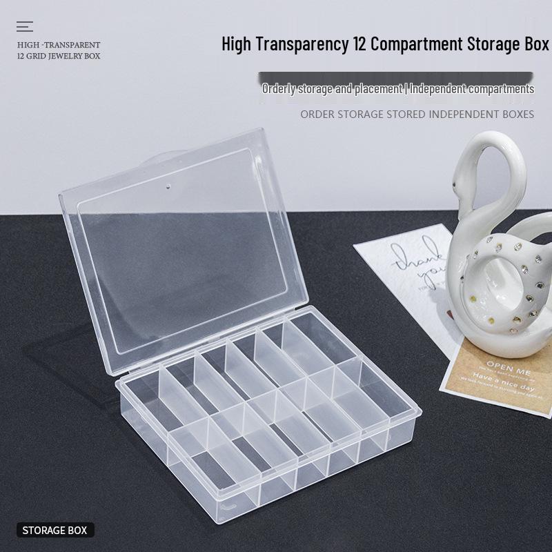 Transparent 12-Grid Removable Nail Art Storage Box