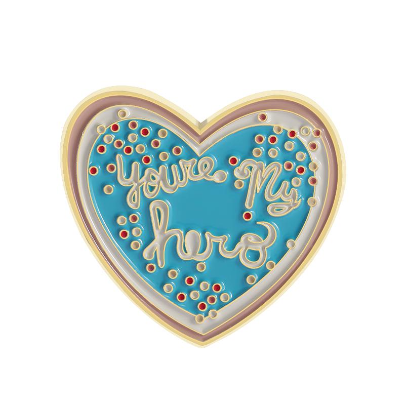 You're My Hero Enamel Pins Custom Blue Heart Brooches Lapel Badges Clothes Funny Jewelry Gift for Friends