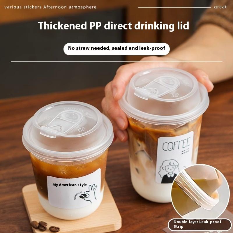 10Pcs Transparent Coffee Cups With Lids U-Shaped Disposable Cups For Hot Drink Milk Tea Takeaway Beverage Cups