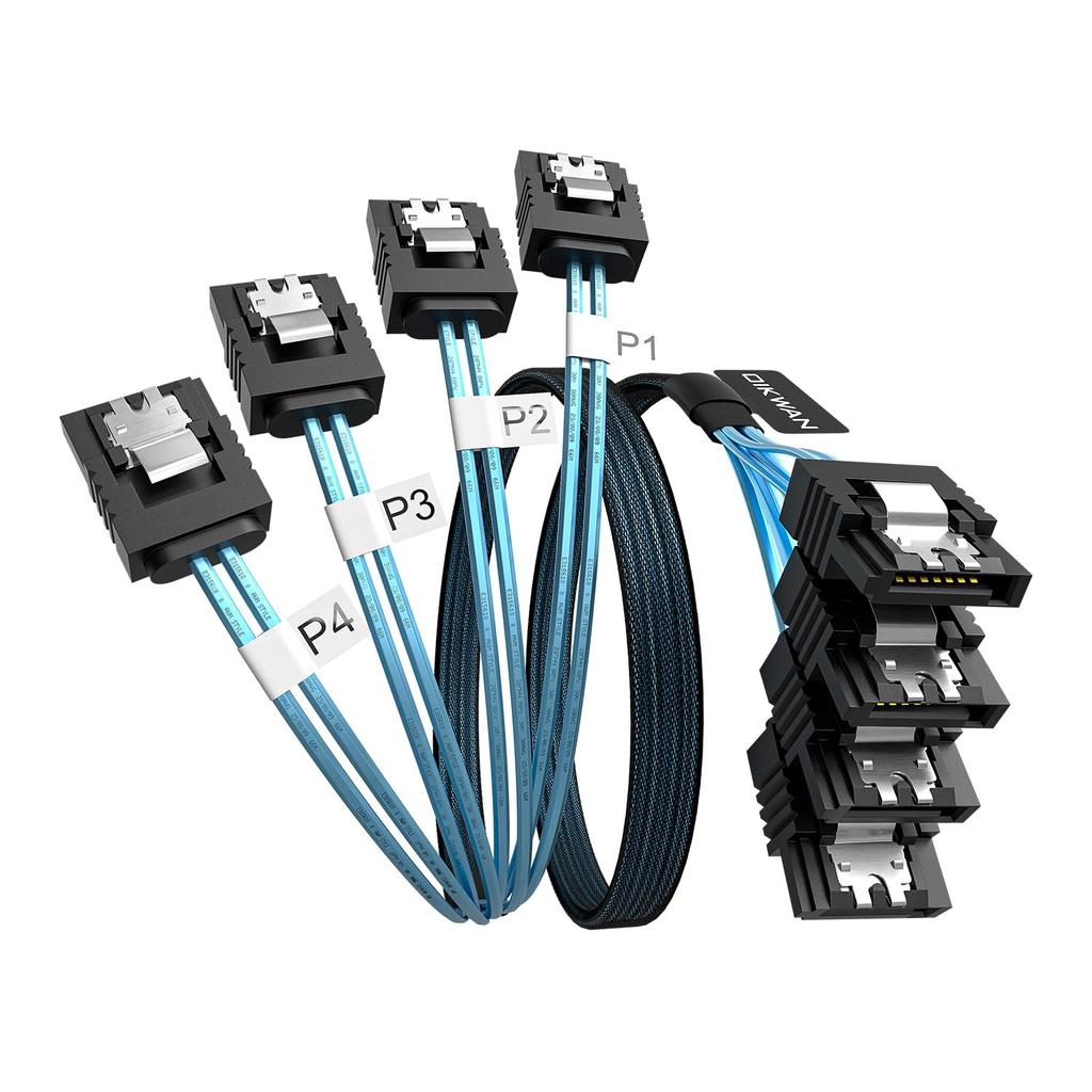 OIKWAN to SATA Flexible SATA Straight SATA Data Cable for Bitcoin Computer Server Drive RAID Data Cable SATA-III Cables, 4-Piece Set, 6Gb/s Cable,