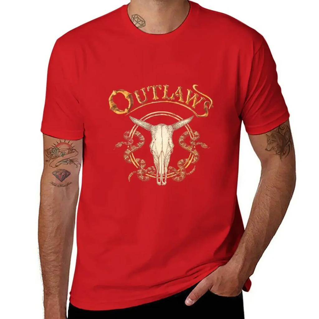 Vintage Clothes Hippie Clothes Men's T Shirts The Outlaws Southern Rock Band Hot Selling Black T-Shirt Oversized Men Clothing