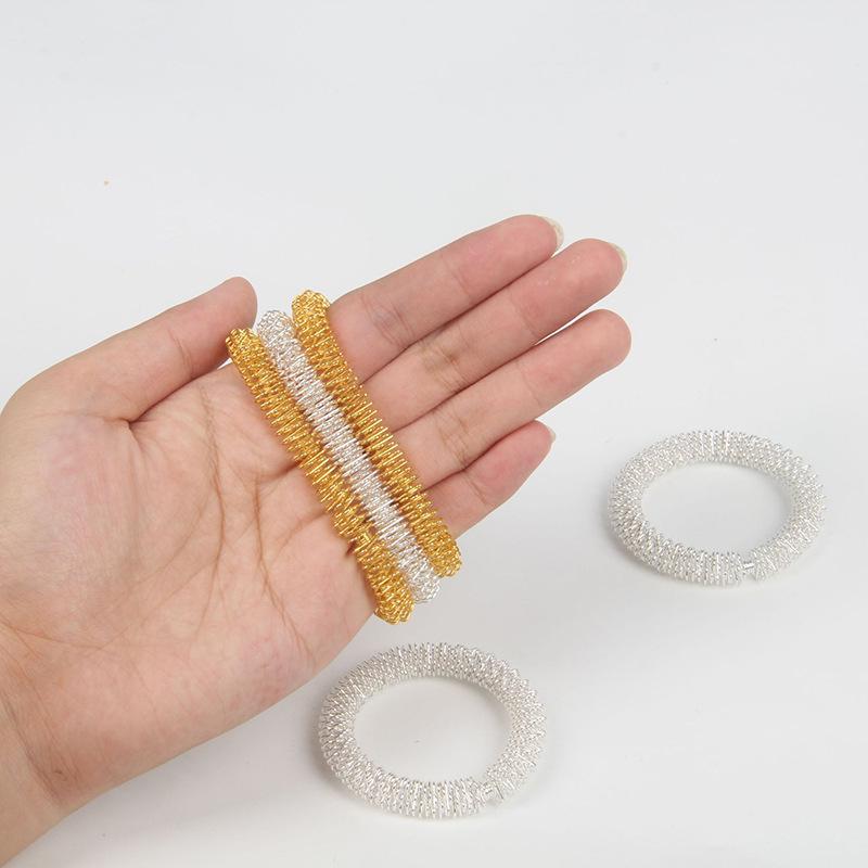 Spring Steel Bangle: Gold & Silver Wrist Massage Toy