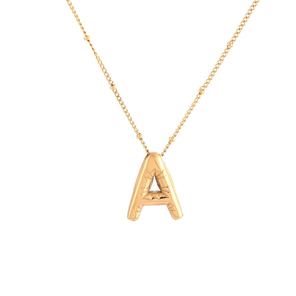 Stainless Steel 18K Gold Plated Alphabet Pendant Necklace