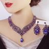 Fashion Crystal Necklace Earrings Jewelry Suit Alloy Rhinestone-Encrusted Jewelry Ornament Accessories Ball Performance Super Flash
