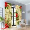 2pcs 2D flat printing Popular Christmas curtains Christmas Poinsettias Holly Garland Digital Printed Polyester Drapes Holiday