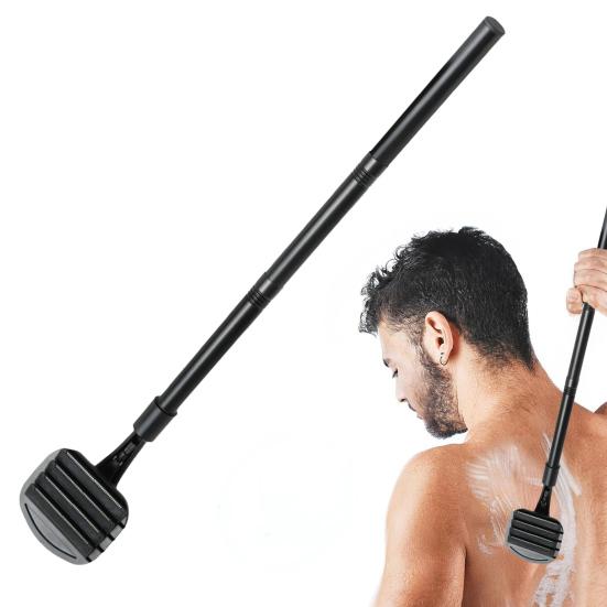 Men Ryggbarbermaskin Justerbart Langt Håndtak Bade Dusj Rygg Hårtrimmer Ergonomisk Manuell Våt Tørr Kroppshårfjerner Verktøy