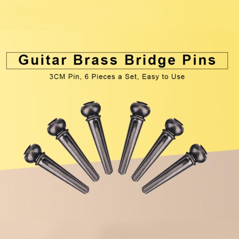 6Pcs/Set Durable Brass Guitar Bridge Pins For Folk Guitars Replacement Parts