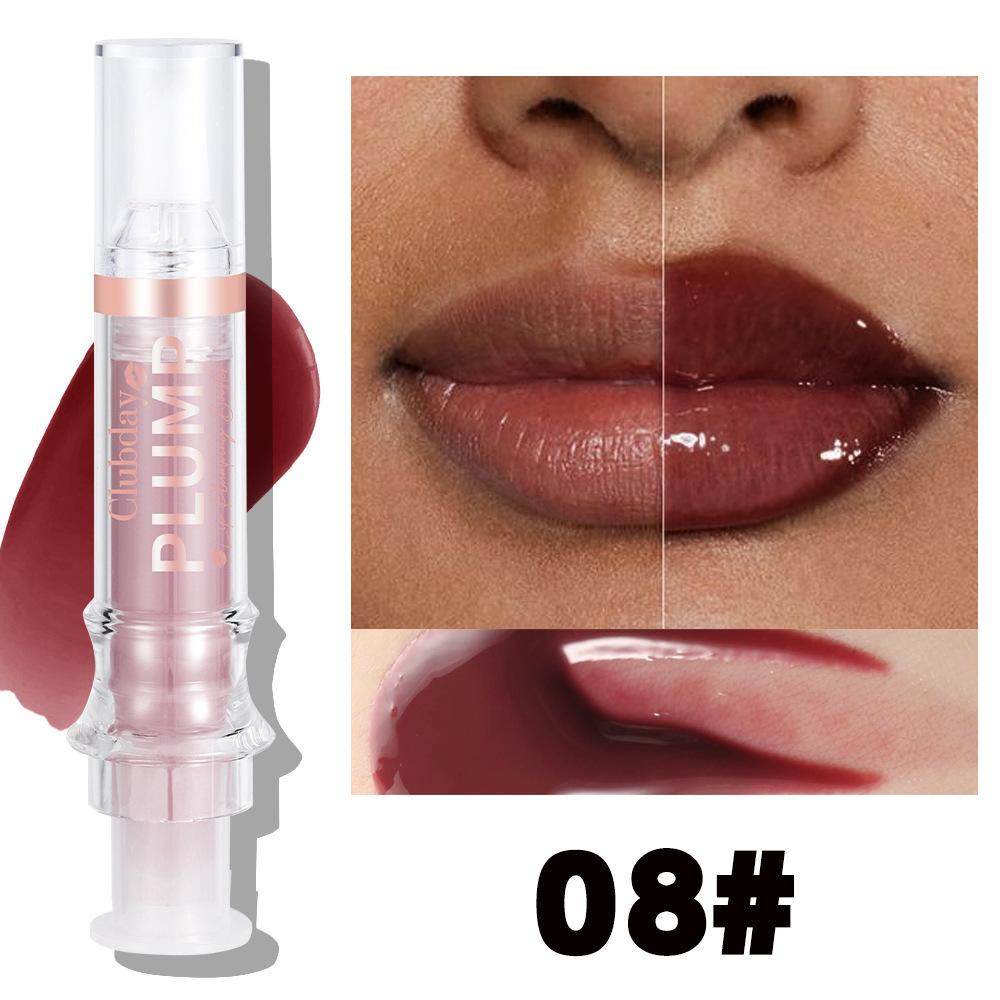 Clubday Lip Plumping Booster Syringe Lip Oil Hydrating Mirror Glossy Liquid Lipstick Dewy Plump Tint Long-Lasting Nourishing Makeup Cosmetics