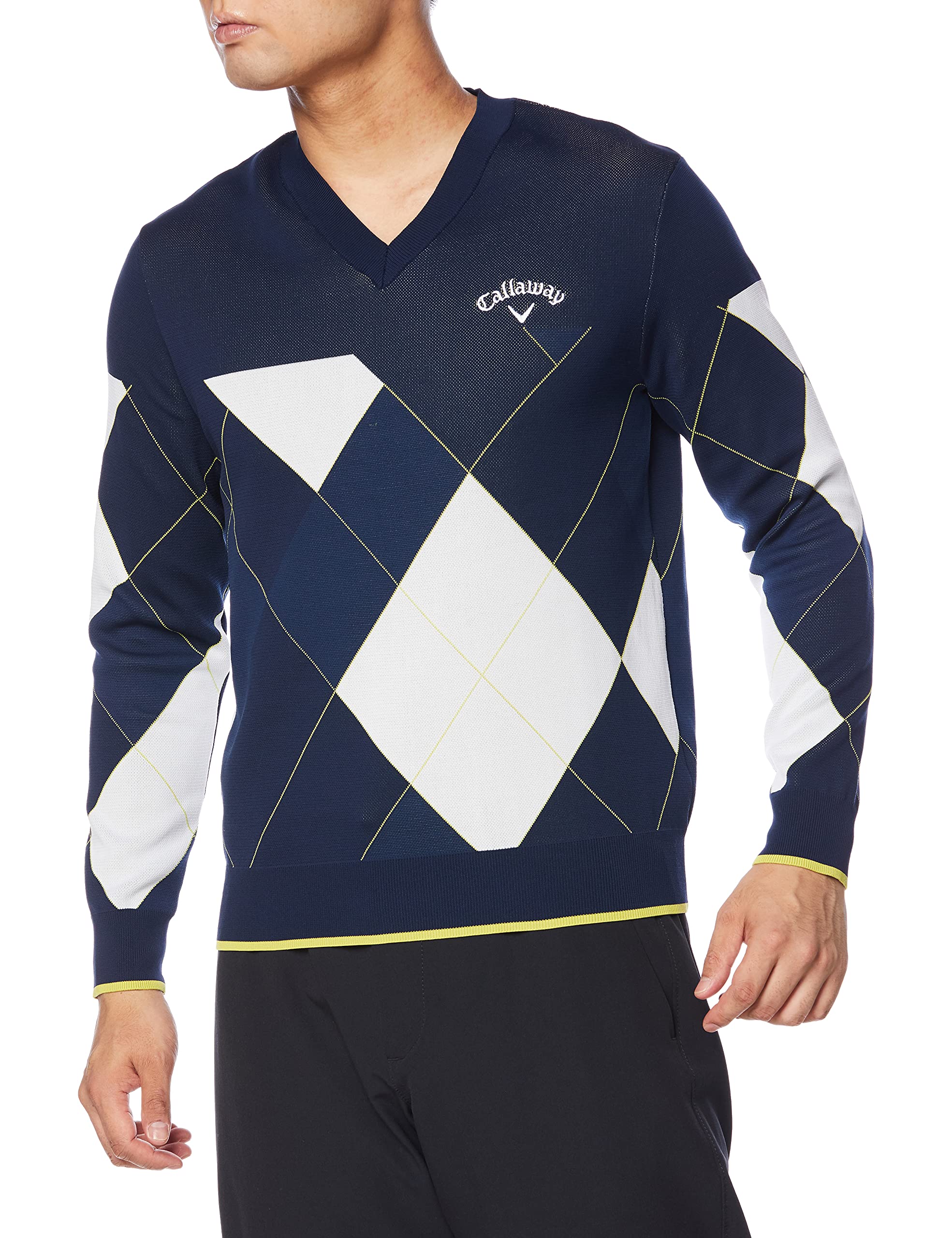 

Callaway Sweater Argyle Golf Sweater C21218106 LL Men s V-Neck (Water-Repellent, Pattern) / / 1120_Navy