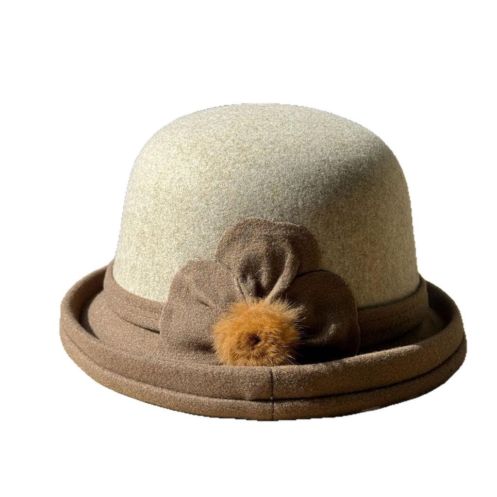 Winter hats for middle-aged and elderly women, new stylish and versatile warm woolen bucket hats with fleece lining for elderly ladies and mothers