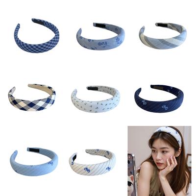 Blue Bow Headband Soft Sponge Hair Accessory For Women Teens Girls Stylish Sweet Hair Clip For Daily School Party Photo