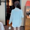WTEMPO Summer Women's Sunscreen Clothing Open Light Plaid Jacket Chiffon Temperament Breathable Loose Long-sleeved