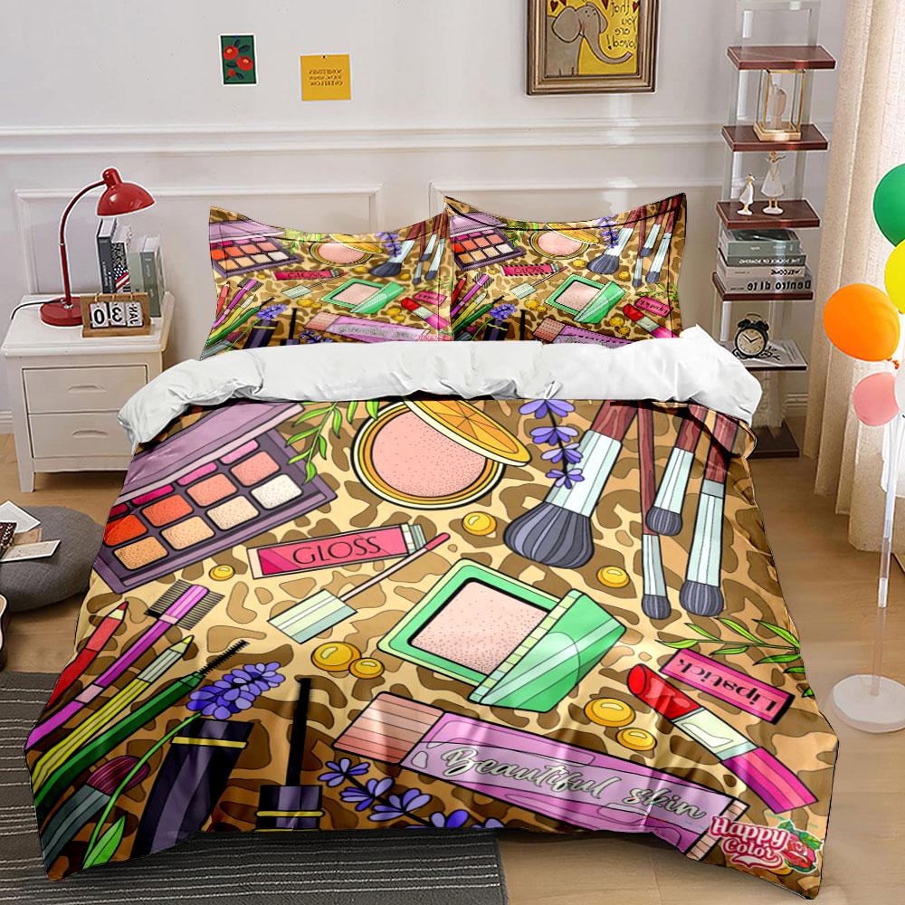 Makeup Essentials Set for Beauty Soft Skin-Friendly Bedding Set Includes 1 Duvet Cover And 2 Pillowcase Gift