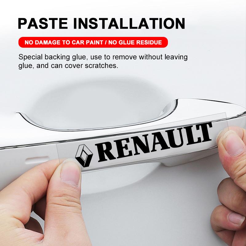 4Pcs Car Door Handle Stickers Tire Rear View Mirror Decals Accessories for Renault Dacia Megane 2 3 Clio 4 Captur Kadjar Fluence