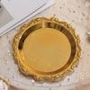 Golden Silver Cake Tray Round Dinner Serving Tray Retro Fruit Snack Plate  Party Decorative