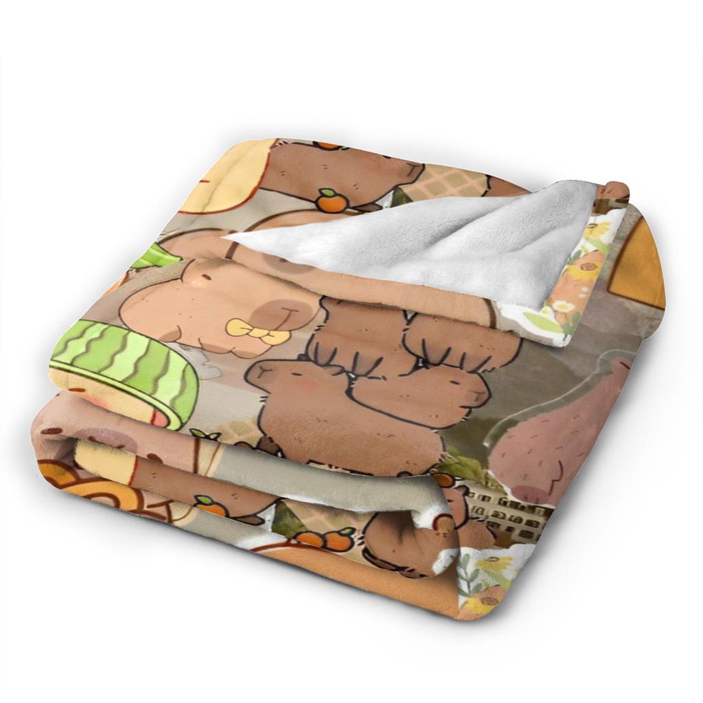 Cute Capybara Blanket  Fuzzy Throw Blankets Bedroom Sofa Decoration Soft Warm Bedspreads