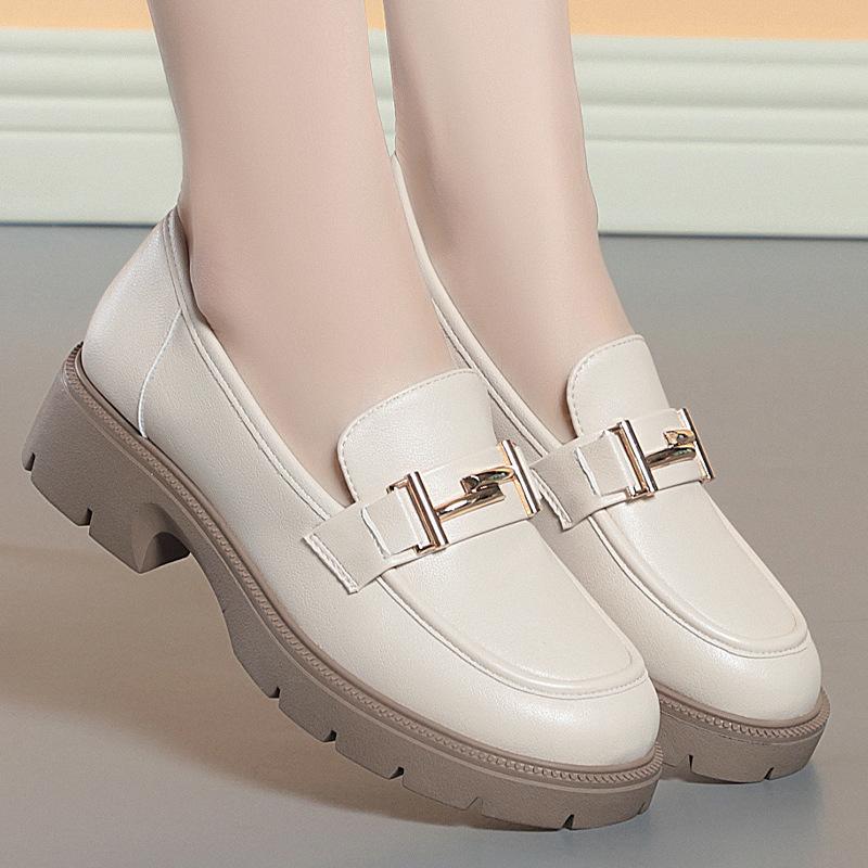 Mode Britischer Stil Dicke Sohle Lackleder Slipper Damen Plateau Schuhe 2024 Frühling Flache Blockabsätze Schuhe Büro Elegant