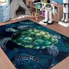 Green Sea Turtle Area Rug for Kids and Adults, Ocean Animal Print Carpet, Coastal Decor Non-Slip Rug for Bedroom and Living Room