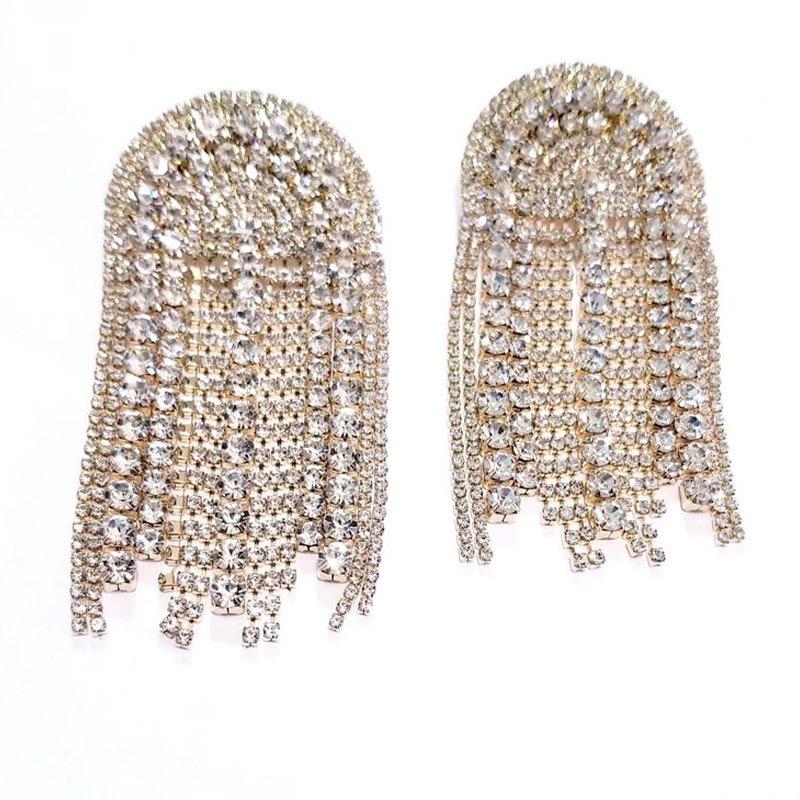 Rhinestone Tassel Earrings, Nightclub Sexy Full Diamond Earrings Accessories Earrings