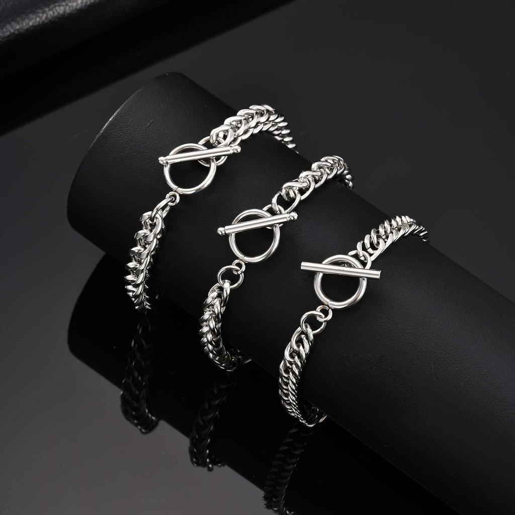 Vnox 6mm Wide Stainless Steel Men's Chain Bracelet, 21cm Length Silver Color Never Fade Toggle Clasp Wristband Punk Jewelry Gift