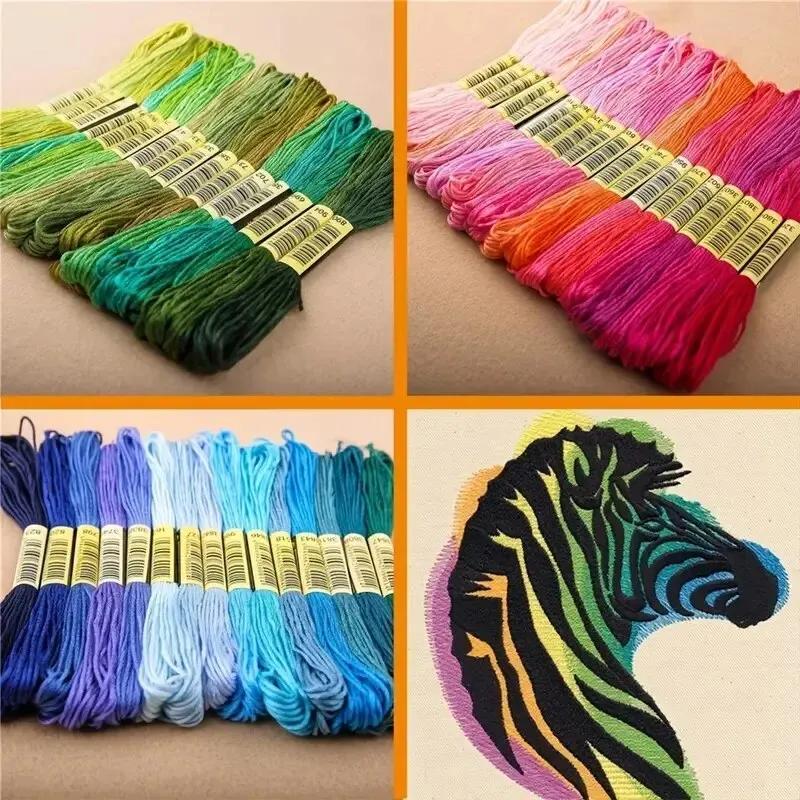 50pcs Friendship Bracelet Thread Set, Rainbow Cotton & Silk Embroidery Threads for Cross Stitch, DIY Bracelet Making