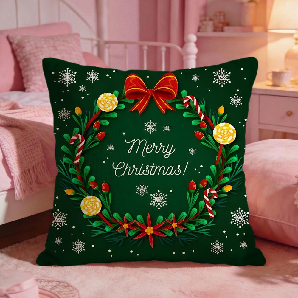 Cchristmas Cushion Cover Premium Comfort Reversible Pillow Cove Two In One Design For Any Room  Car Interior