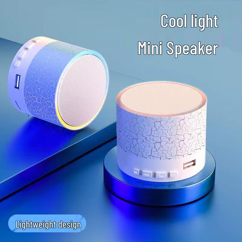 Mini Bluetooth LED Crack Speaker: Portable Square Subwoofer with Card Slot & Long Battery Life.