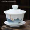1pcs Tea Cup Ceramic Tea Bowl White Porcelain Large Sancai Cover Bowl Teacup Kung Fu Tea High Quality Chinese Style