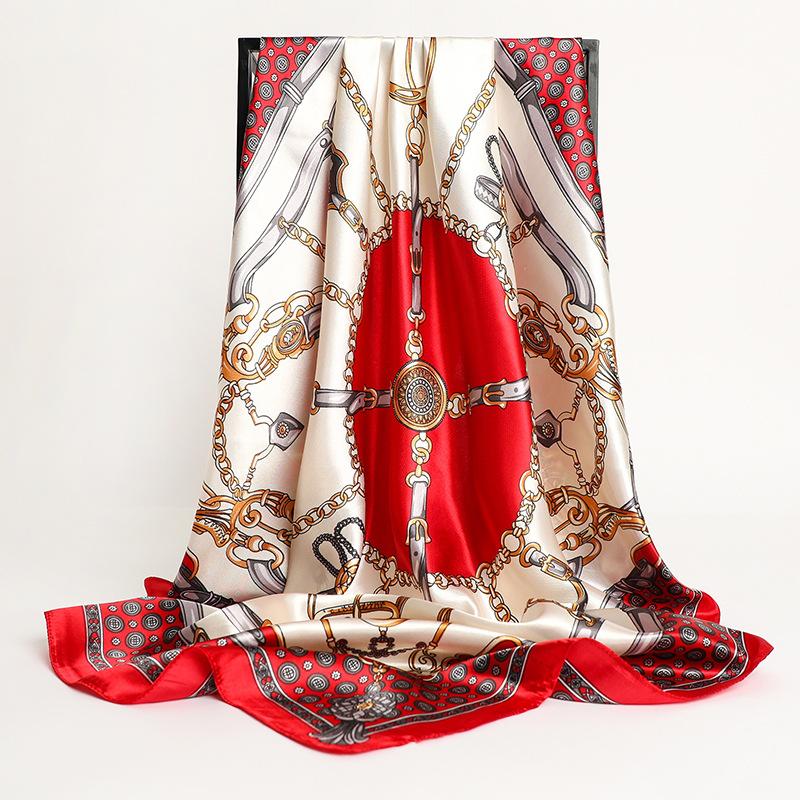 Dámský módní designový šátek do vlasů Krásný foulard Měkká saténová šála Hedvábné šátky Šátek 90*90cm Čtvercový Nákrčník Šátek na hlavu