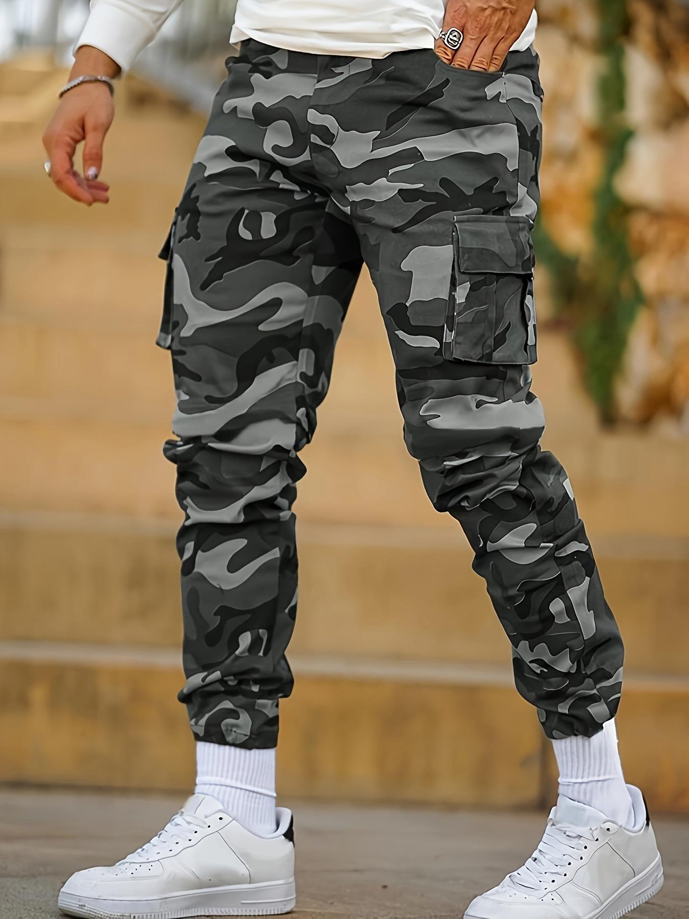 

Men s Camo Multi-Pocket Cuffed Overalls - Fashion Sports Casual Pants for Spring & Autumn (H343) XL