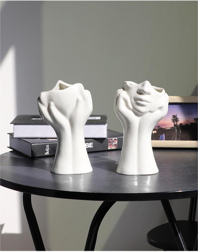 Dropshipping Female Head Face Ceramic Vase White Cute Girl Half-Length Vase Bedroom Decoration Modern Minimalist Art Vase