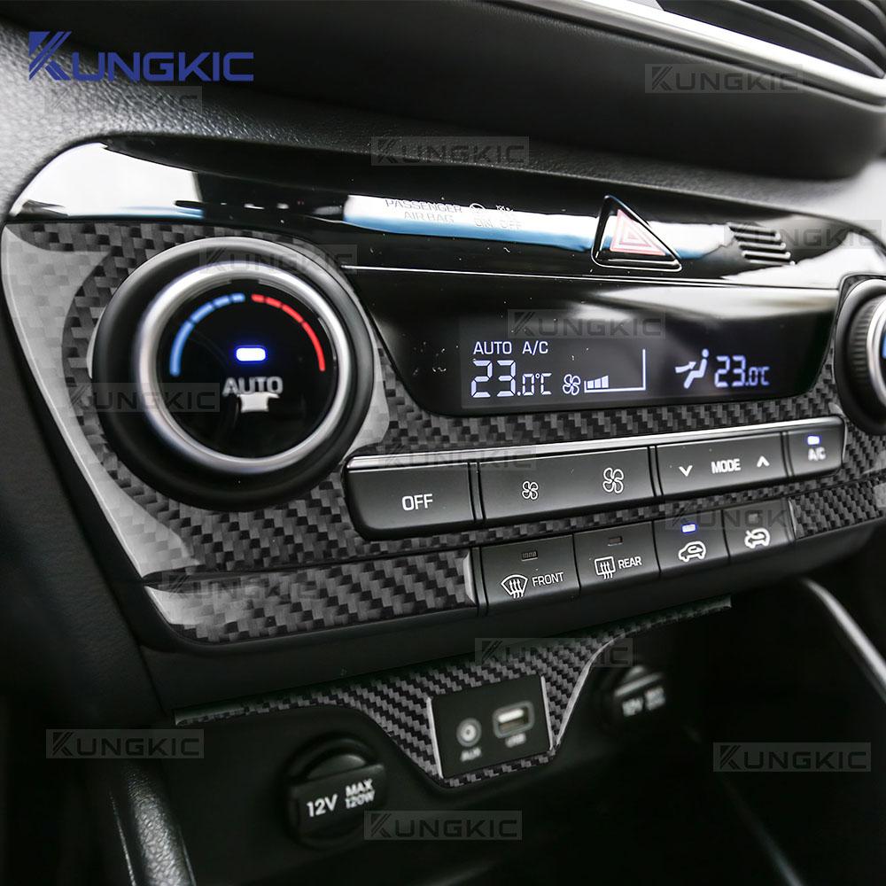 Carbon Fiber Center Air Conditioning Panel Sticker for Hyundai Tucson 2015-2020 Interior Accessories