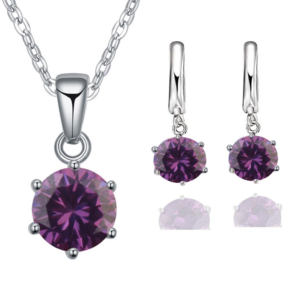 Korean Fashion Mini Zircon Pendant Earrings Set