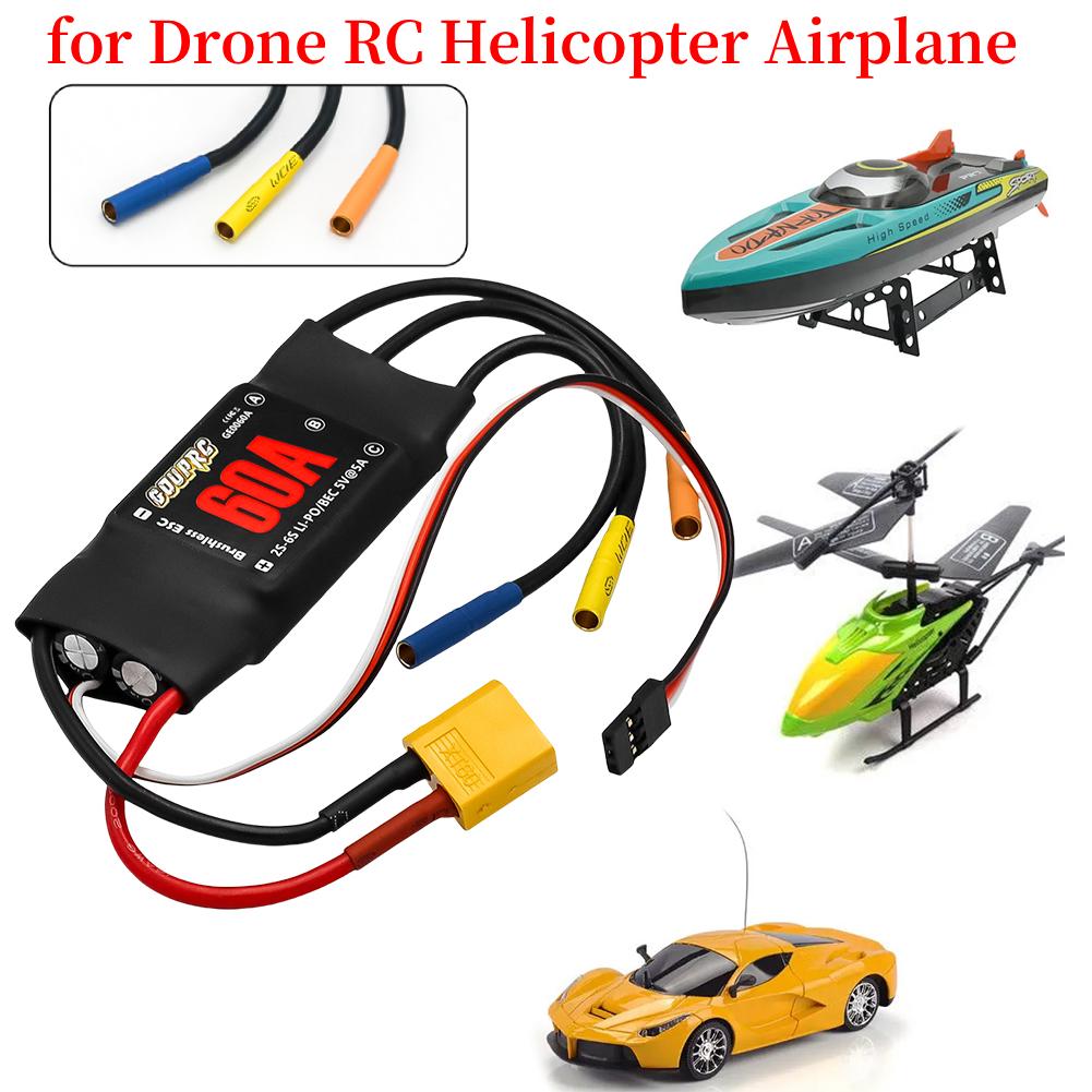 60A Brushless Electronic Controller 2-6S Brushless RC ESC with 5V/7A BEC & XT60 Plugs for Drone RC Helicopter Airplane