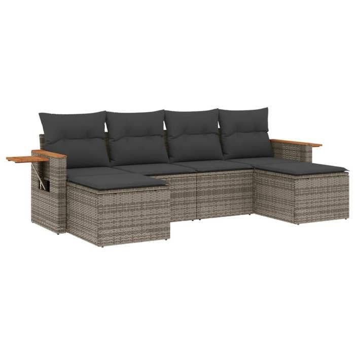 VidaXL Garden Lounge Set with Cushions 6 Pcs, Patio Sofas, Patio Furniture Set, Outdoor Furniture, Grey 3227061