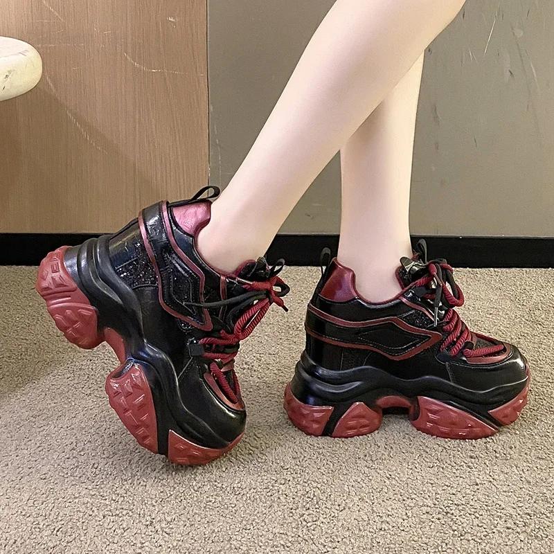 10CM Heels Platform Sneakers Fashion Thick Sole Casual Shoes for Women Breathable Comfort Women's Chunky Sneakers Zapatos Mujer