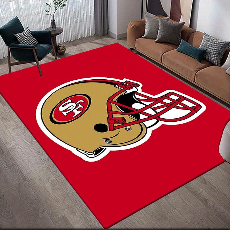 San Francisco 49ers Flanell bedruckter Teppich, Heim-Sofadekoration für Wohnzimmer & Schlafzimmer, Rutschfeste Spiel-Flanell-Fußmatte für Spielzimmer