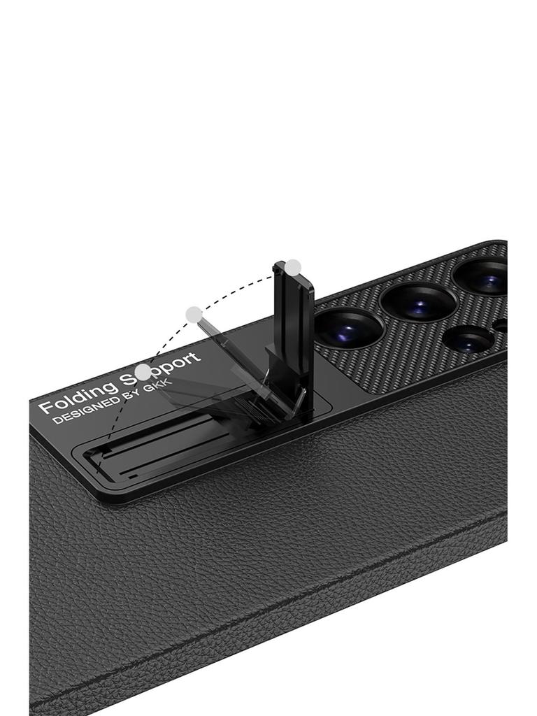 Samsung S25+ Ultra-thin Plain Leather Phone Case: Creative Hard Shell, Stand Function, Protective Cover for S25 Ultra