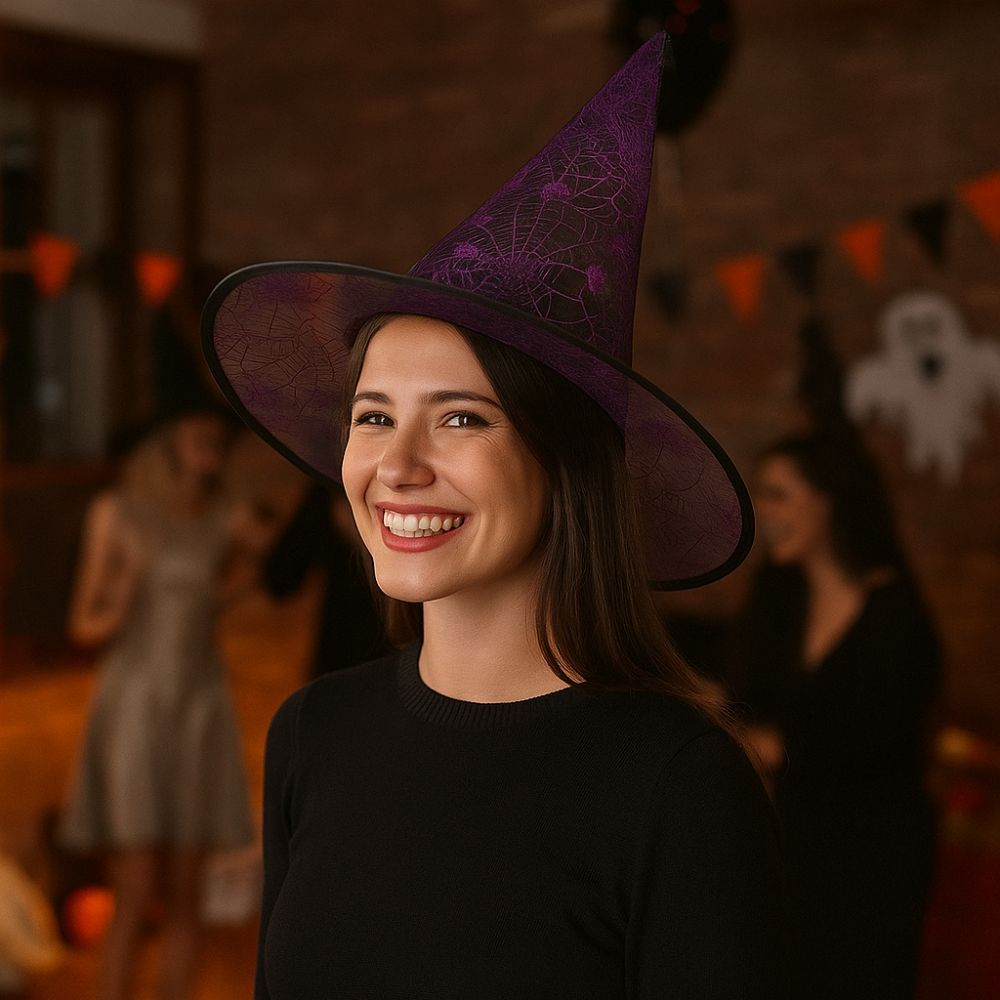 Breathable Halloween Witch Hat Sequin Halloween Headwear Funny Spider Witch Hat  Unisex Accessories