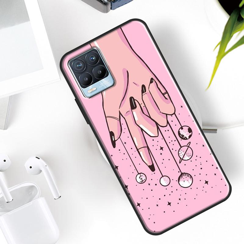 Pink Cat Skull Sorceress Witch Case For Realme 15 11 Pro Plus 12 13 14  C71 C75 C55 C51 C53 C25 C63 C61 C65 C67 GT6 GT7 Pro