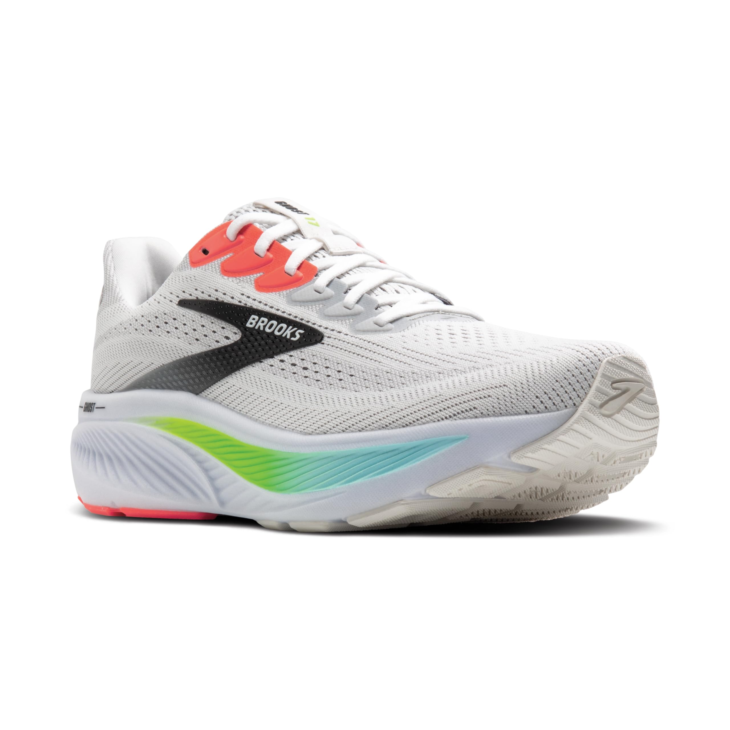 [Brooks] Ghost 17 Running Shoes, High Cushion, Men s, BRM 4423 4424 4425, White/Green, 26.5 cm D