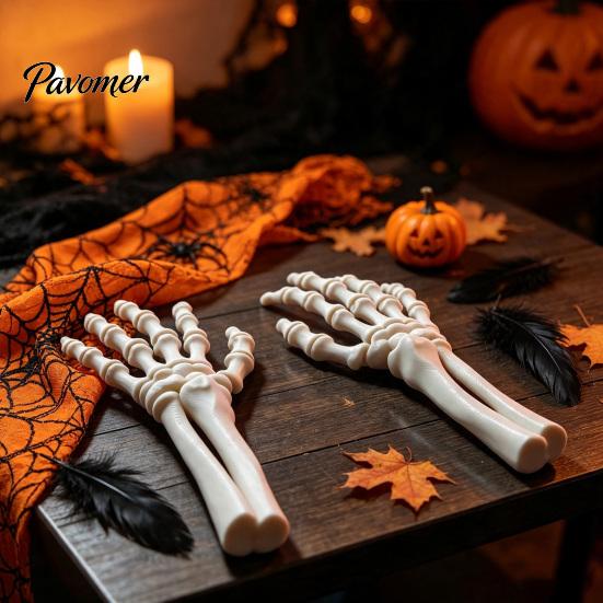 Mano Scheletrica Articolata 1 Paio Stampa 3D Accessorio di Halloween, Ornamento da Scrivania Gotico Modellabile Artiglio Osseo Decorazione per Casa Infestata, Festa Spettrale