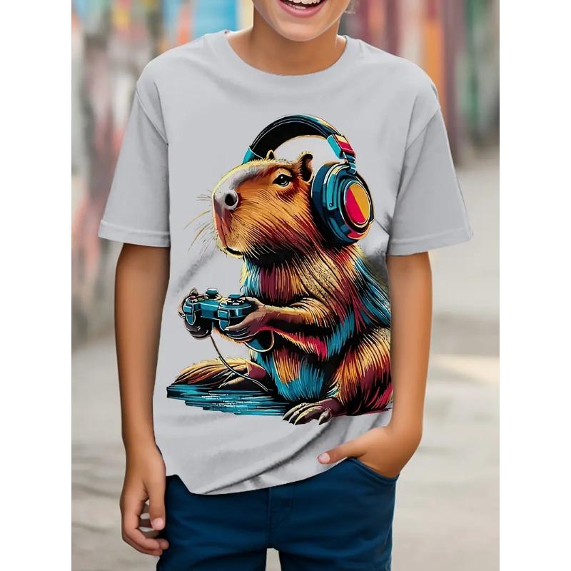 Cute Cartoon Capybara Graphic T Shirt Men Women 2025 Summer New Animal Capybara T-Shirts Casual Oversized Kids Boys Tees Tops