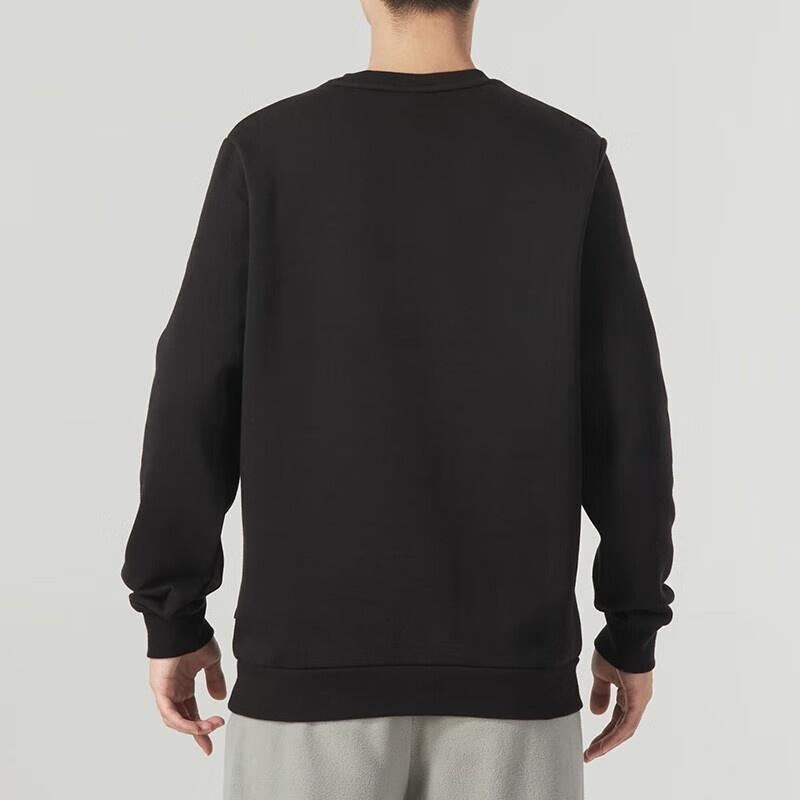 PUMA Letter Print Fleece Pullover Sweatshirt 'Black White' Men's 682722-01