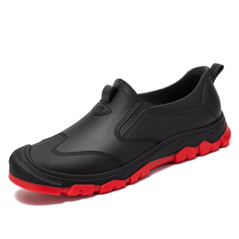 Low-top men's rain shoes flat-soled adult non-slip waterproof shoes shallow mouth lightweight work shoes rubber shoes short overshoes chef shoes
