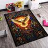 Golden Menorah Star David Vintage Floral Frame Black Background Anti-slip Area Rug Living Room Bedroom Religious Holiday Decor Floor Mat