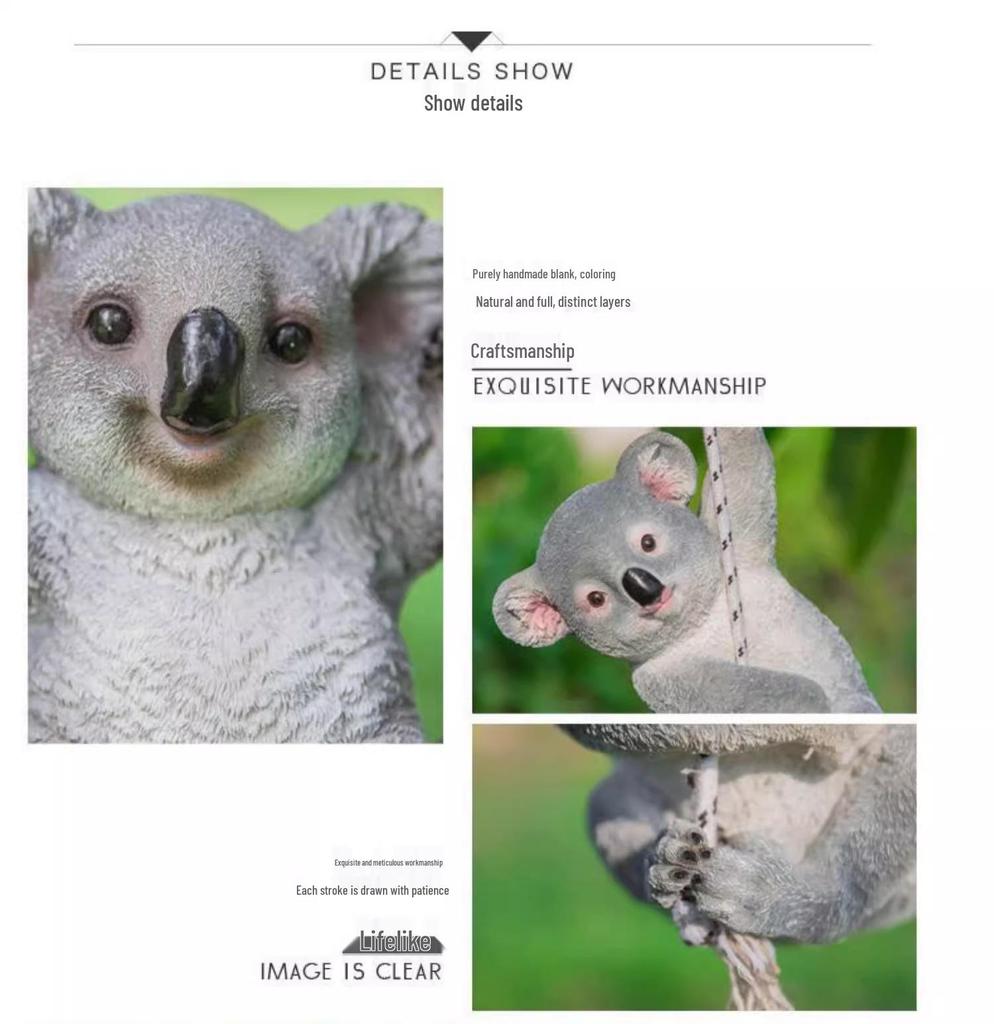 Resin Tree Hanging Animal Crafts: Koala Climbing, Panda on Swing