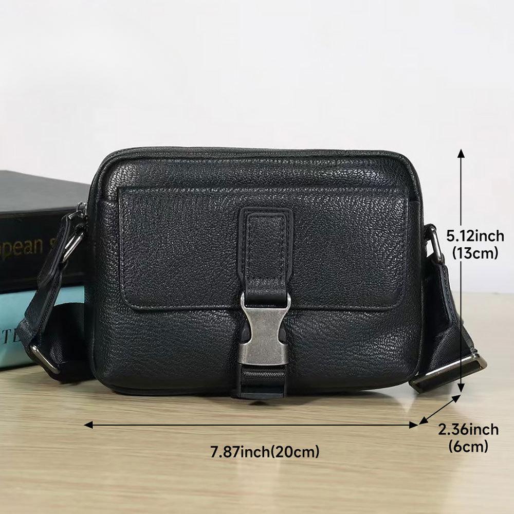 Men's Leather Shoulder Crossbody Bag Cross Mobile Phone Small Bag Outdoor Casual Cowhide Slanting Bag