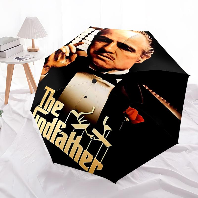 1pc The GodfatherOpen/Close Umbrella-Windproof, Compact Travel Umbrella, Sturdy 8-Rib Shaft1177