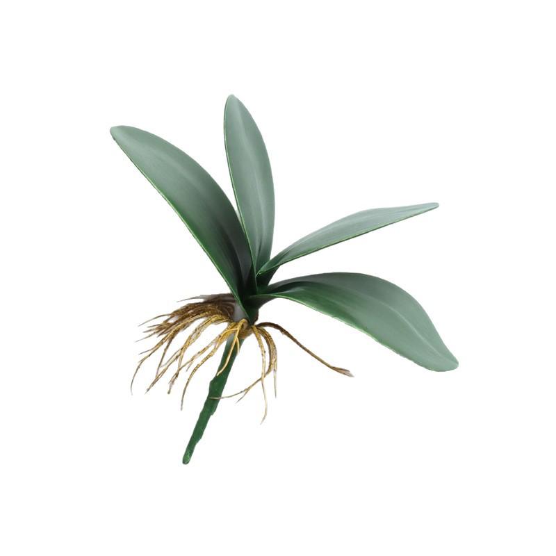 PU Phalaenopsis Orchid Leaves for Wedding and Home Decor - Realistic Fake Green Plants In Potted Flower Arrangement